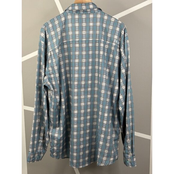 HUK Tide Point Woven Fishing Shirt Men’s XL Vented Blue Plaid Performance - Picture 9 of 15